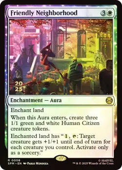 MTG FOIL Friendly Neighborhood (Prerelease) (Marvel's Spider-Man) - Promo #008 - Image 1