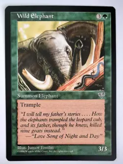 ►WILD ELEPHANT ►MIRAGE 1996 ►GREEN ►NM ►MAGIC GATHERING ►GRUN TRUGBILDER MTG - Image 1