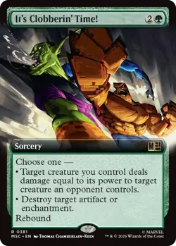 x1 It's Clobberin' Time! - Extended Art R MTG Commander: Marvel Super Heroes M/N - Image 1