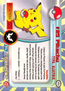 PIKACHU #25 - BLUE LOGO - SILVER HOLO - SERIES 1 - TOPPS POKEMON CARD - NM/LP - Image 2