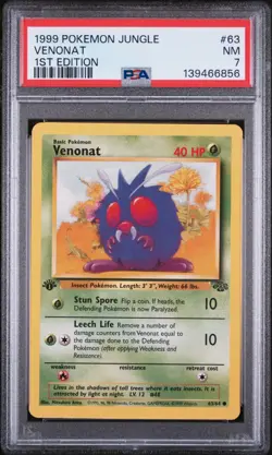 PSA Card NEAR MINT 7 1999 POKEMON JUNGLE 63 VENONAT 1ST EDITION - Image 1