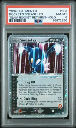 PSA 8 ROCKET'S SNEASEL ex 103/109 | Team Rocket Returns Holo Pokemon Card Swirl - Image 1