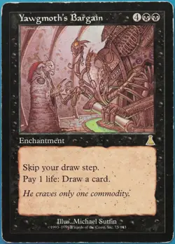 Yawgmoth's Bargain Urza's Destiny VHP/DAMAGED (Rare Reserved List Card) 518743 - Image 1