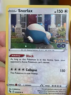 POKEMON SNORLAX 055/078 RARE COSMOS HOLOFOIL WITH SWIRL POKEMON GO NM CARD - Image 1