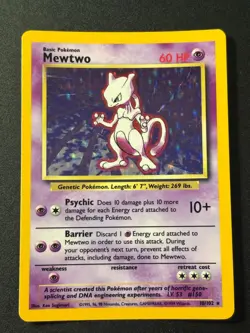Mewtwo 10/102 Holo Rare Base Set Unlimited Pokemon English LP Card - Image 1