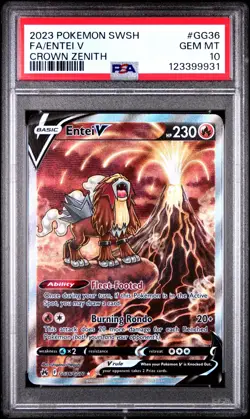 2023 POKEMON SWORD & SHIELD CROWN ZENITH #GG36 FULL ART/ENTEI V PSA 10 - Image 1