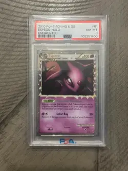 2010 Pokemon HeartGold and Soulsilver Espeon 81/90 Undaunted Prime PSA 8 NM MT - Image 1