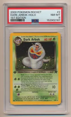 PSA 8 Pokemon Team Rocket 1st Edition Holo Rare Dark Arbok 2/82 NM/MINT!! - Image 1
