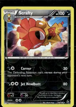 Pokemon Scrafty 59/106 Flashfire Reverse Holo Rare - Image 1