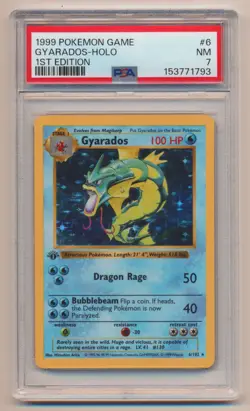 PSA 7 Pokemon Base Set 1st Edition Holo Rare Gyarados 6/102 NEAR MINT Condition! - Image 1