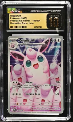 2025 Pokemon Wigglytuff 105/094 IR - Phantasmal Flames - CGC 10 PRISTINE - Image 1