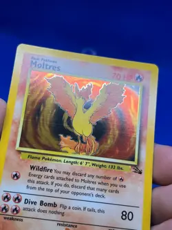 VTG 1999 Pokemon Fossil Unlimited Moltres 12/62 Holo Rare NM/LP PRINT LINES -1 - Image 3