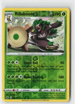 Pokemon Rillaboom - 015/202 - Rare Sword & Shield Reverse Holo NM - Image 1