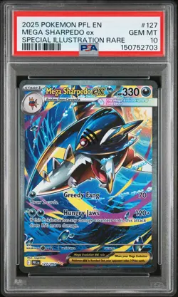 2025 POKEMON PFL EN-PHANTASMAL FLAMES #127 MEGA SHARPEDO EX PSA 10 - Image 1
