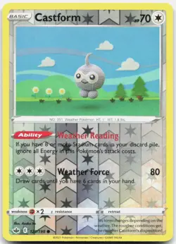 Castform 121/198 Common Chilling Reign Pokemon Reverse Holo Near Mint - Image 1