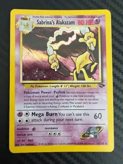 Pokemon TCG Sabrina's Alakazam 16/132 Gym Challenge Holo Unlimited DMG - Image 1