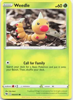 Weedle 002/073 Common Champion's Path Pokemon Near Mint - Image 1