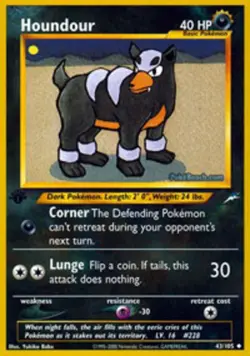 1x Houndour - 43/105 - Uncommon - 1st Edition Lightly Played Pokemon G2 - Neo De - Image 1