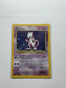 Mewtwo 10/102 HOLO RARE Base Set Pokemon Card 1999 TCG WOTC NM Near Mint - Image 1