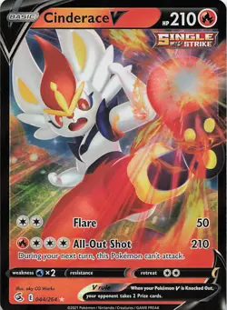 Cinderace V 044/264 Holo V Rare Fusion Strike Pokemon Holo Near Mint - Image 1
