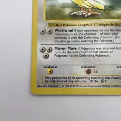 Pidgeotto 22/102 Base Shadowless MP Rare WOTC Pokemon TCG Vintage Single - Image 5