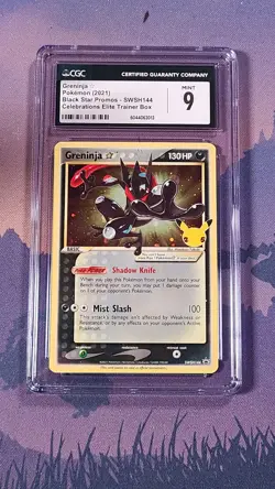 CGC 9 MINT Graded Pokemon 2021 Greninja Gold Star SWSH144 Celebrations ETB Promo - Image 1
