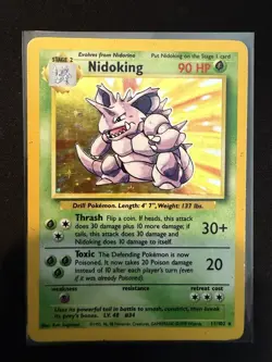 Pokemon TCG Nidoking Holo Rare Card Base Set 11/102 WOTC - Image 1