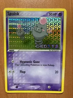 2005 Nintendo Pokemon Spoink 76/107 EX Deoxys Reverse Holo Stamped LP Ships Fast - Image 1