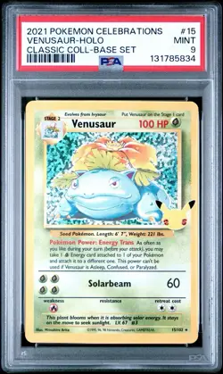 Pokemon Venusaur Celebrations Classic Collection Holo 15/102 PSA 9 MINT - Image 1