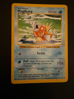 Pokemon TCG Magikarp 35/102 Base Set Shadowless Uncommon Vintage NM 35/102 - Image 1