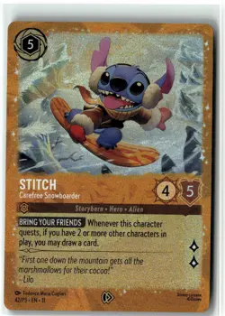 Disney Lorcana TCG Stitch Carefree Snowboarder 42/P3 Foil Promo - Image 1