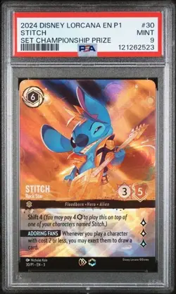 PSA 9 MINT Disney Lorcana Stitch Rock Star Enchanted Promo Championship Prize - Image 1