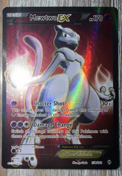 Pokemon Mewtwo EX TCG Full Art Holo Card 158/162 2015 Breakthrough Ultra Rare LP - Image 1
