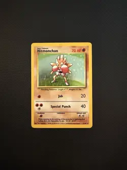 Pokemon TCG Hitmonchan Base Set Holo Unlimited Rare Card WOTC Vintage 7/102 HP - Image 1