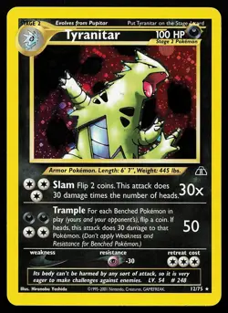 Tyranitar 12/75 Unlimited Holo Rare Neo Discovery Pokemon Card - Image 1