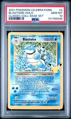 Pokemon Blastoise Celebrations Classic Collection Holo 2/102 PSA 10 GEM MINT - Image 1