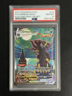 2021 POKEMON SWORD & SHIELD EVOLVING SKIES SECRET FULL ART/UMBREON VMAX PSA 10 - Image 1
