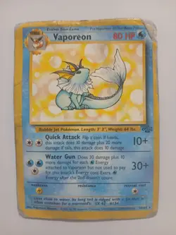 Vaporeon - 28/64 Jungle Set - Unlimited - Rare - Pokemon - WOTC - Damaged - Image 1