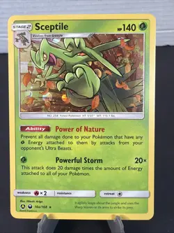 2018 Pokemon Sceptile Celestial Storm 10a/168 Cosmo Holo Rare Ungraded Swirl - Image 1
