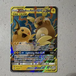 Pokemon TCG Raichu & Alolan Raichu GX TAG TEAM 54/236 Holo Ultra Rare 2019 - Image 1