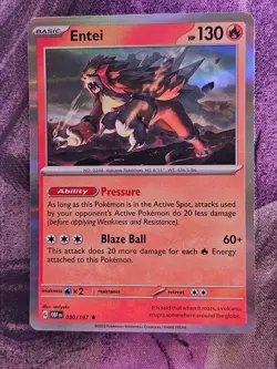 Entei 030/197 Rare Obsidian Flames Pokemon Holo Near Mint - Image 1