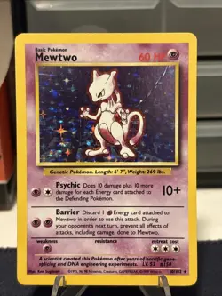 Pokemon TCG Mewtwo Base Set Holo 10/102 NM-LP - Image 1