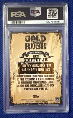 2012 Topps Gold Rush KEN GRIFFEY JR Wrapper Redemption PSA 7 - Image 2