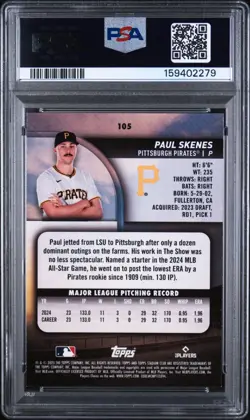 2025 Topps Stadium Club #105 Paul Skenes Football PSA 9 MINT - Pirates - Image 2