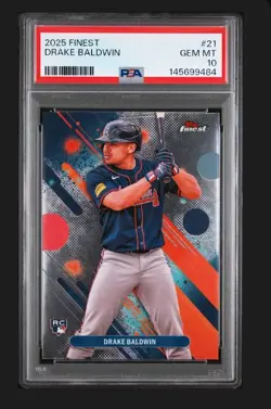 2025 Topps Finest - Common Drake Baldwin #21 (RC) MVP Braves PSA GEM MT 10 - Image 1