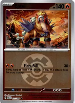 Pokemon Entei 025/217 Ascended Heroes Quick Ball Reverse Holo NM - Image 1
