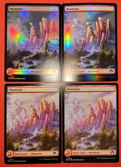 4X PLAY SET, MTG, MOUNTAIN, NM 0307, MH3 COMMON, 2- FOILS, 2 REGULAR MIX - Image 1