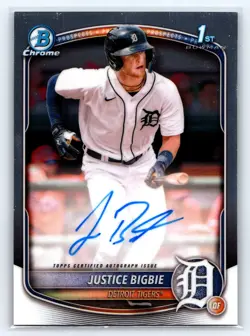 2025 Bowman Chrome JUSTICE BIGBIE 1st Bowman Auto Tigers - Image 1