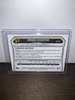 2026 Bowman Sapphire Edward Florentino Chrome 1st Prospect #BCP-82 Pirates - Image 2