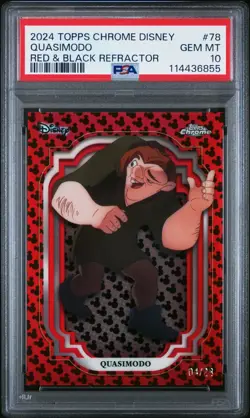 QUASIMODO 2024 TOPPS CHROME DISNEY BLACK RED REFRACTOR SP 4/28 PSA 10 GEM MINT - Image 1